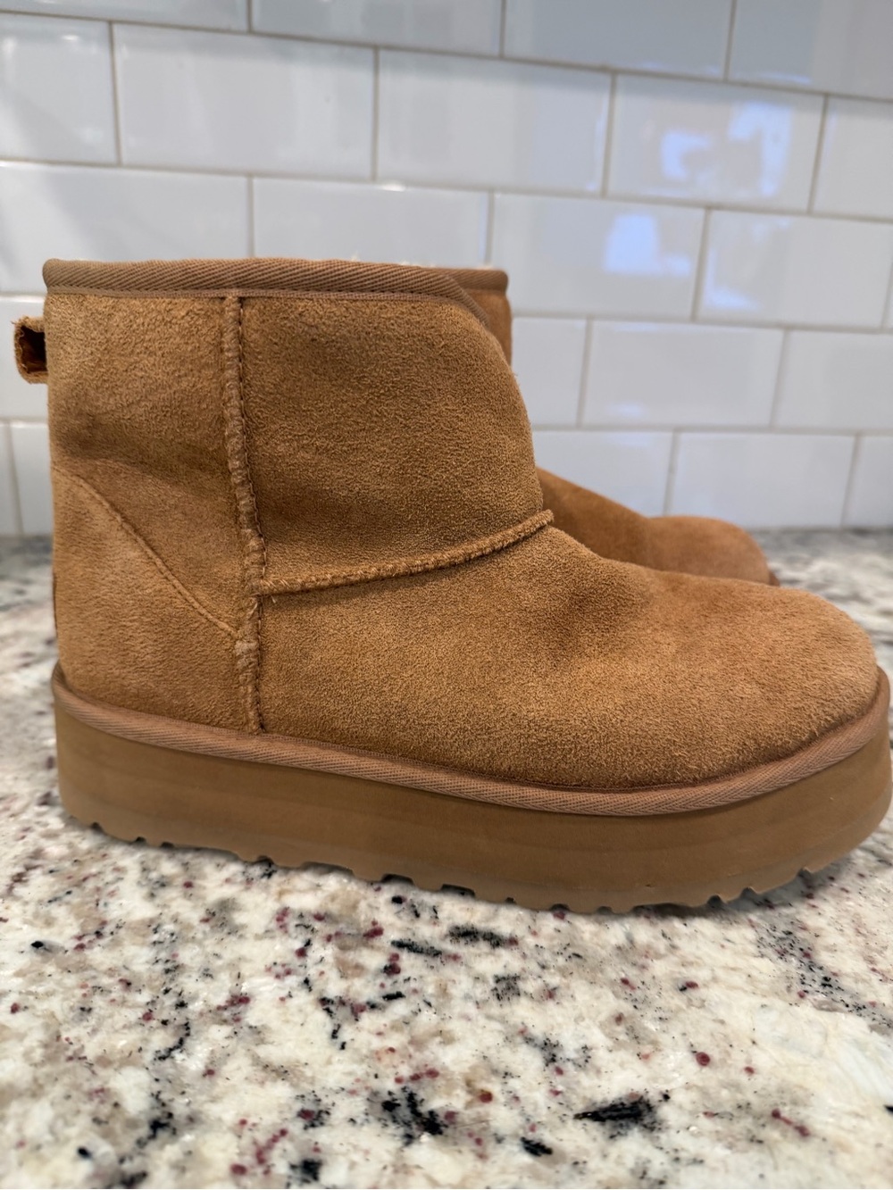 UGG Chestnut Suede Shearling Short Boots - Picture 12 of 14
